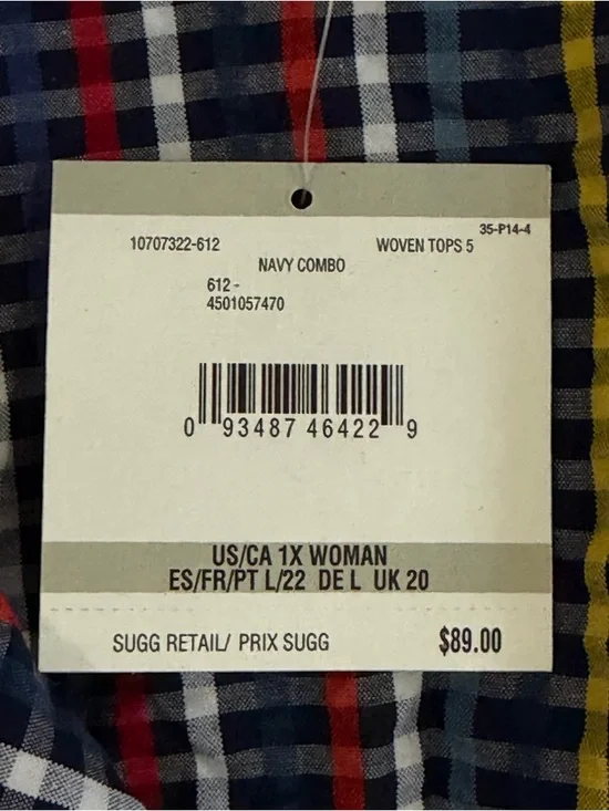 Anne Klein Womens Textured Multicolor Striped Button Up Top 3/4 Sleeve Size 1X - Picture 4 of 10